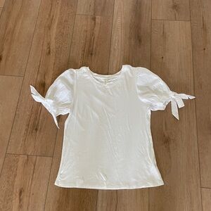 Hayden White Short Sleeve Top with tie bow sleeves - size M